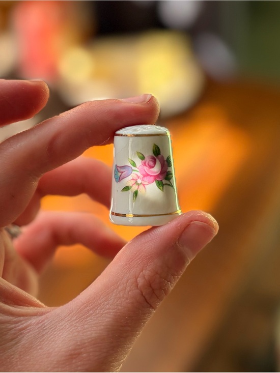 Other - Porcelain Floral Pink Thimble Vintage Retro Keepsake Sewing & Crafts